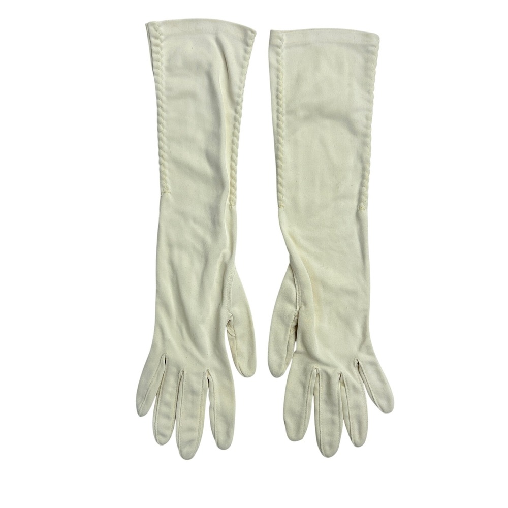 Coquette Opera Length Gloves Cream White Stretch Formal Bridal Regencycore